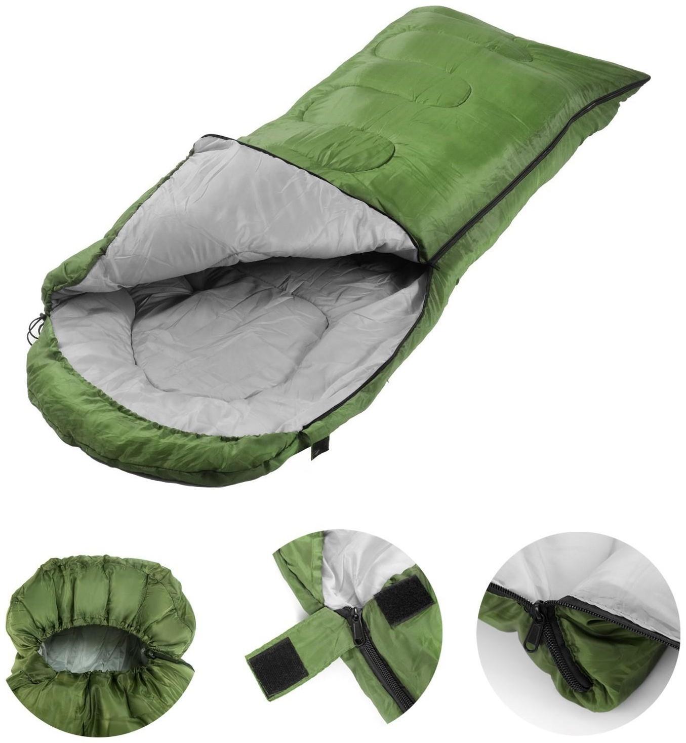 Спальный мешок, туристический, 220 х 75 см, до -20 градусов, 700 г/м2, цвет оливковый