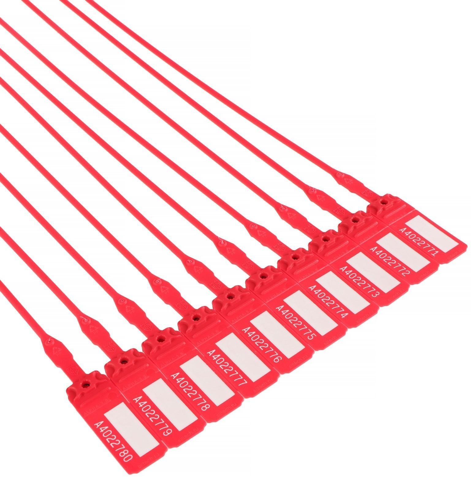 Пломба пронумерованная Альфа 3,8 морозостойкая, пластик, рабочая длина 425 мм, цвет МИКС