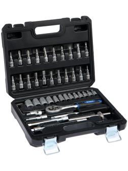 Набор бит и торцевых головок РОКОТ, 736-125, с воротками и адаптерами, 1/4