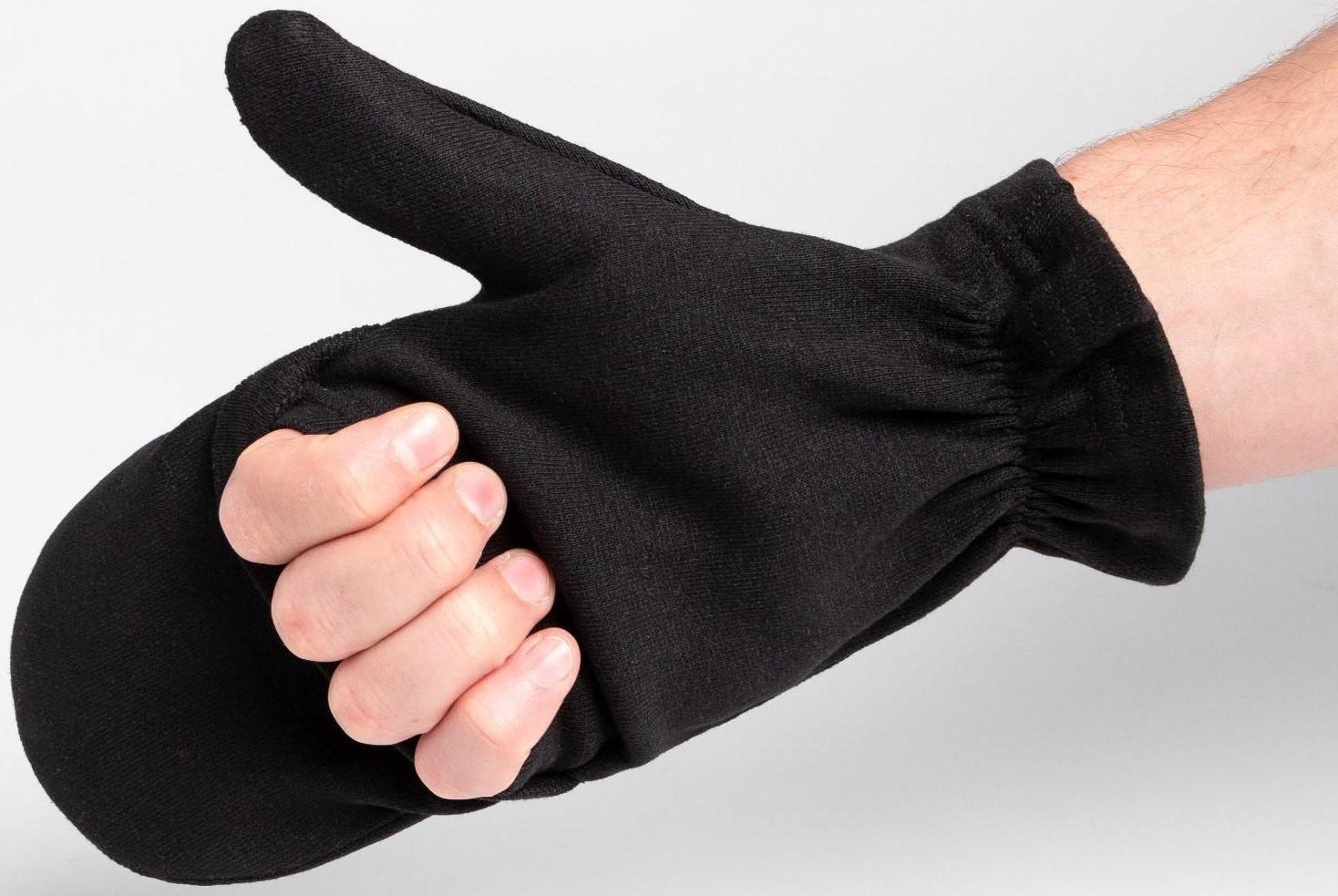 Варежки мужские с откидным верхом НАЧЁС, цвет чёрный