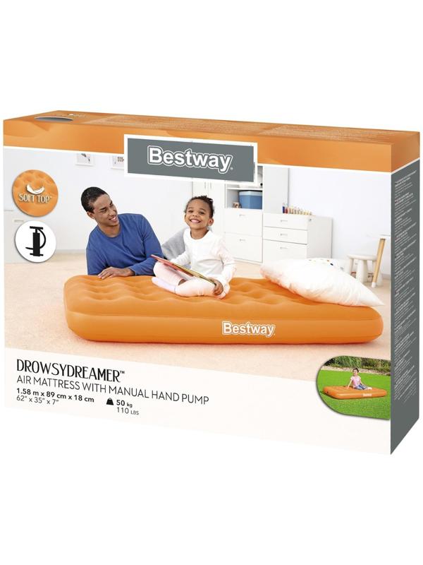 Матрас надувной Drowsy Dreamer с ручным насосом 158 x 89 x 18 см 67918, цвета микс