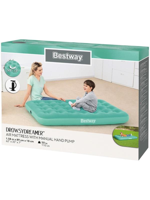 Матрас надувной Drowsy Dreamer с ручным насосом 158 x 89 x 18 см 67918, цвета микс