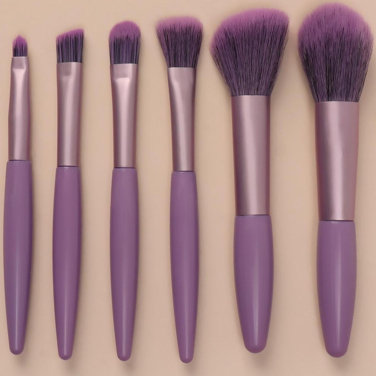 Набор кистей для макияжа, 6 предметов, PVC-пакет, цвет фиолетовый