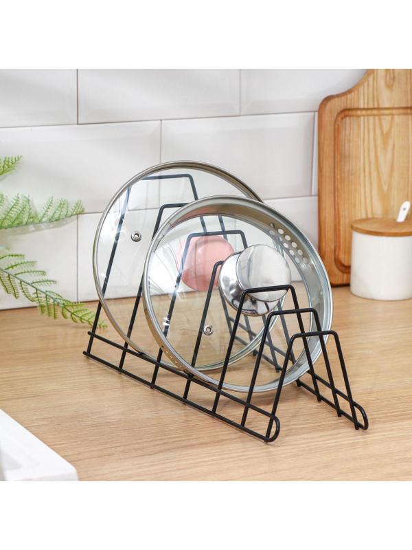 Подставка под крышки, 16×18×34 см, цвет чёрный