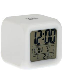 Часы-будильник Irit IR-600, календарь, температура, подсветка, 3хААА, белые