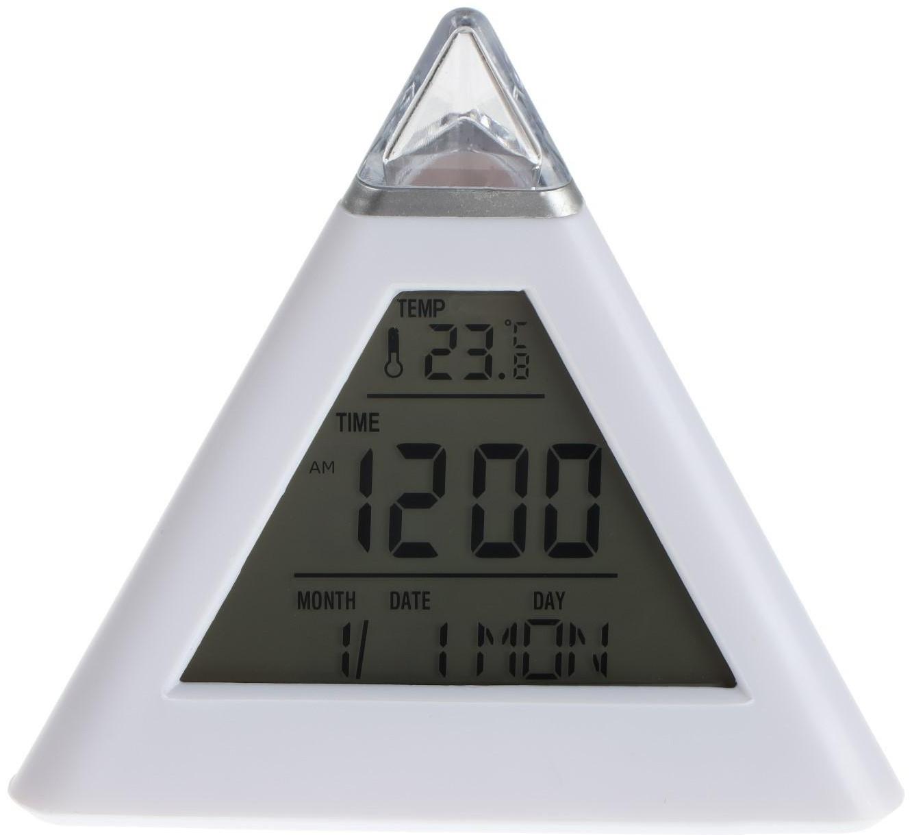 Часы-будильник Irit IR-636, термометр, календарь, подсветка, 3хААА, белые