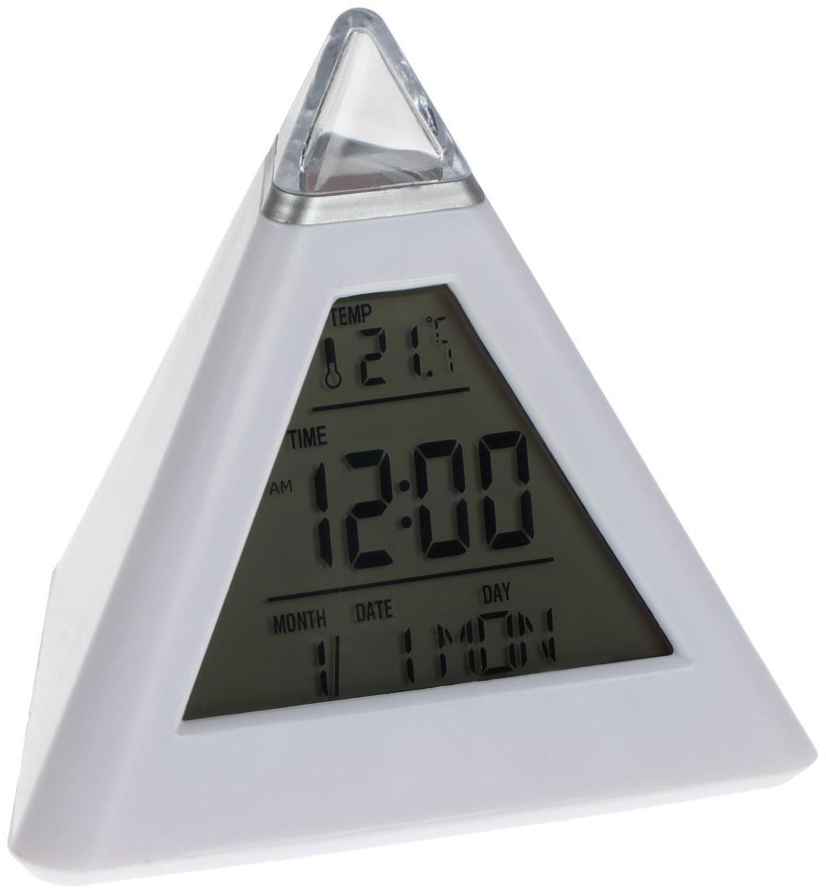 Часы-будильник Irit IR-636, термометр, календарь, подсветка, 3хААА, белые
