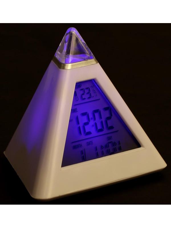 Часы-будильник Irit IR-636, термометр, календарь, подсветка, 3хААА, белые