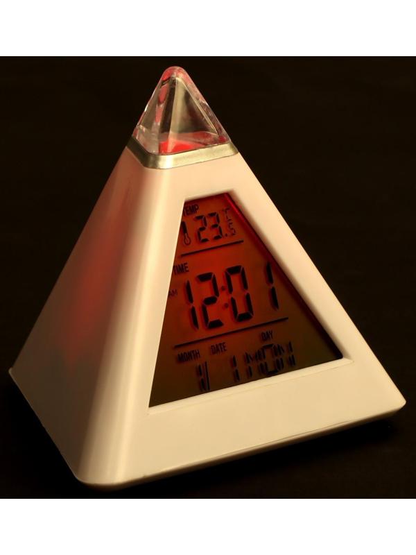 Часы-будильник Irit IR-636, термометр, календарь, подсветка, 3хААА, белые