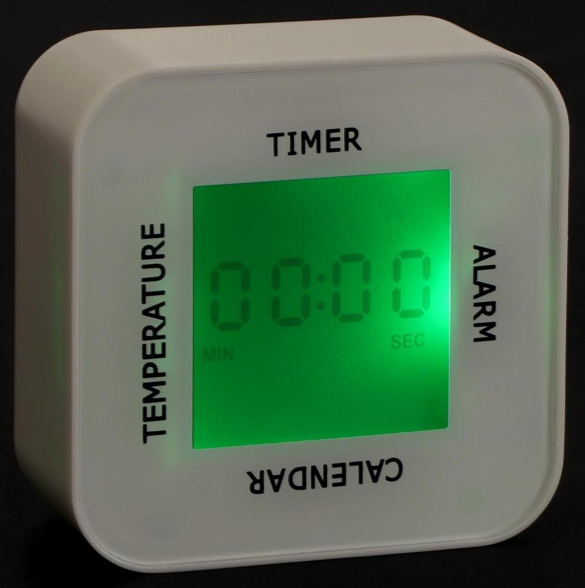 Часы-будильник Irit IR-609, термометр, календарь, таймер, подсветка, 2хАА, белые