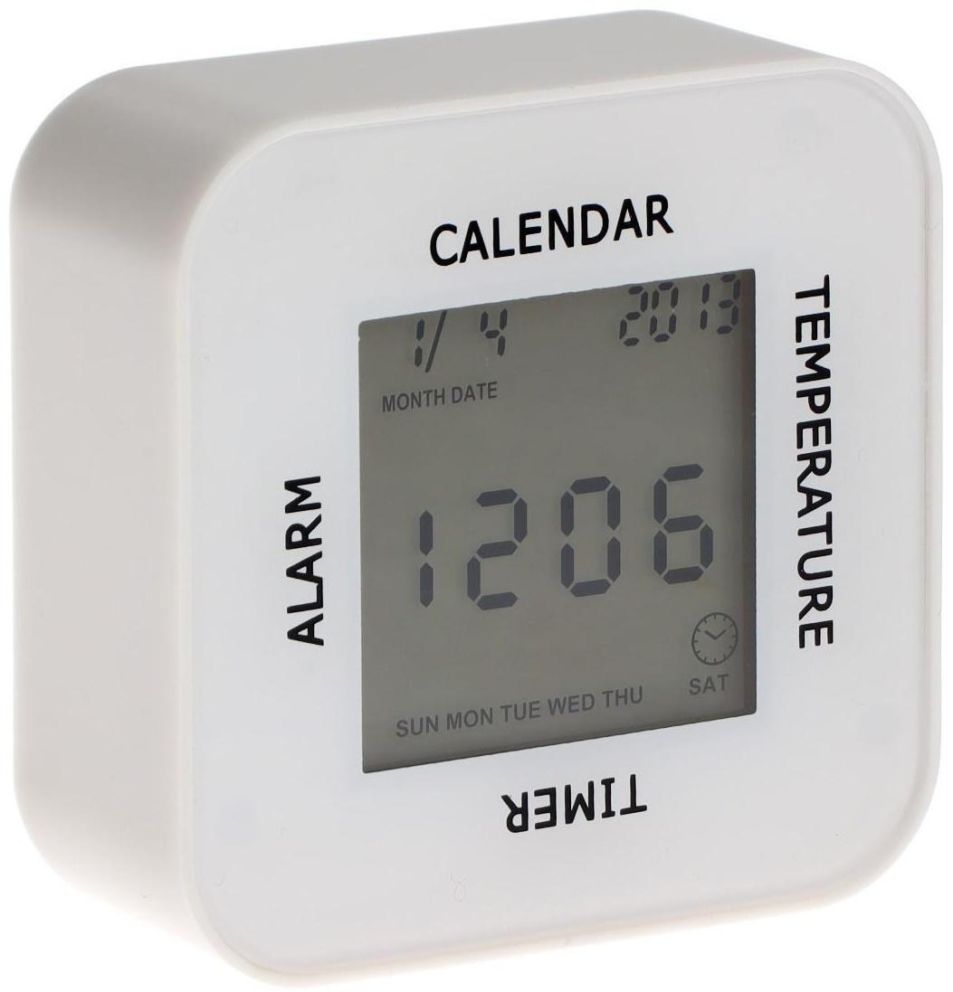 Часы-будильник Irit IR-609, термометр, календарь, таймер, подсветка, 2хАА, белые