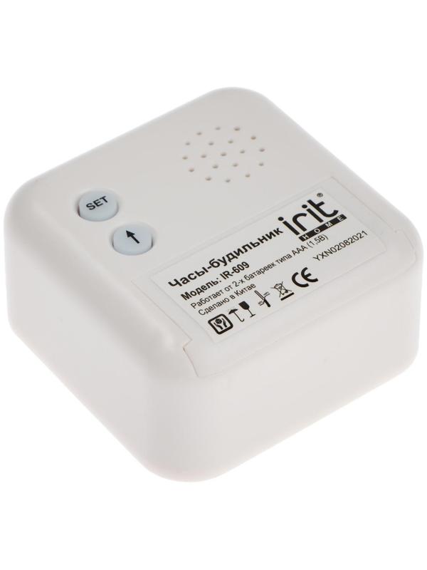 Часы-будильник Irit IR-609, термометр, календарь, таймер, подсветка, 2хАА, белые