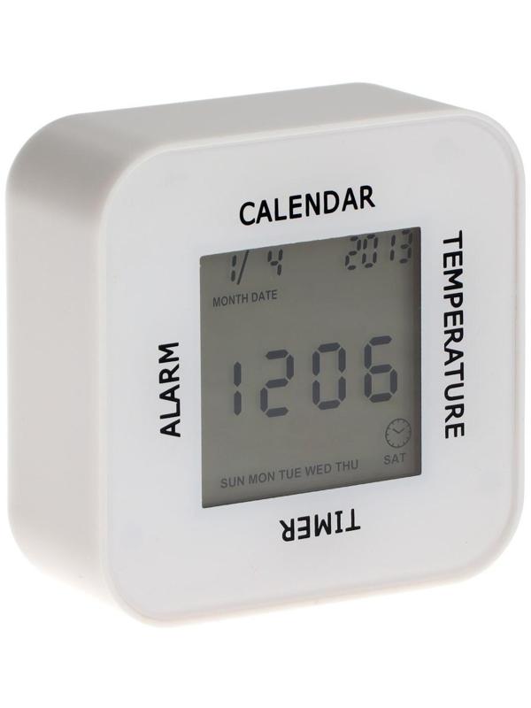 Часы-будильник Irit IR-609, термометр, календарь, таймер, подсветка, 2хАА, белые