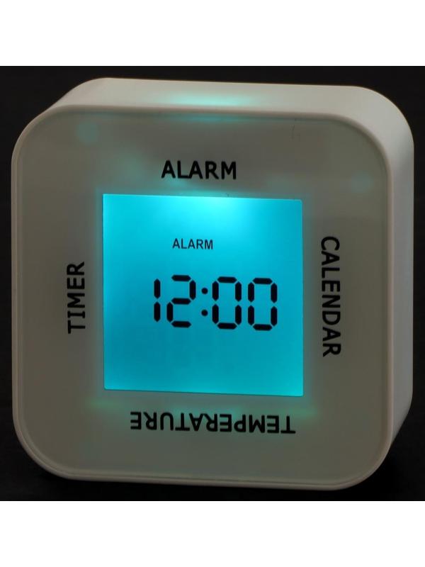 Часы-будильник Irit IR-609, термометр, календарь, таймер, подсветка, 2хАА, белые