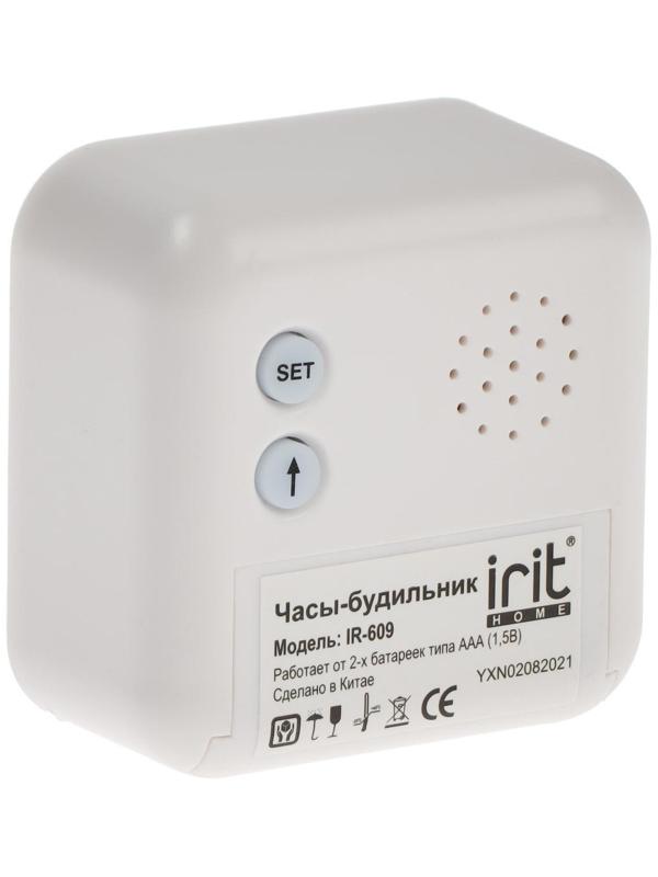 Часы-будильник Irit IR-609, термометр, календарь, таймер, подсветка, 2хАА, белые