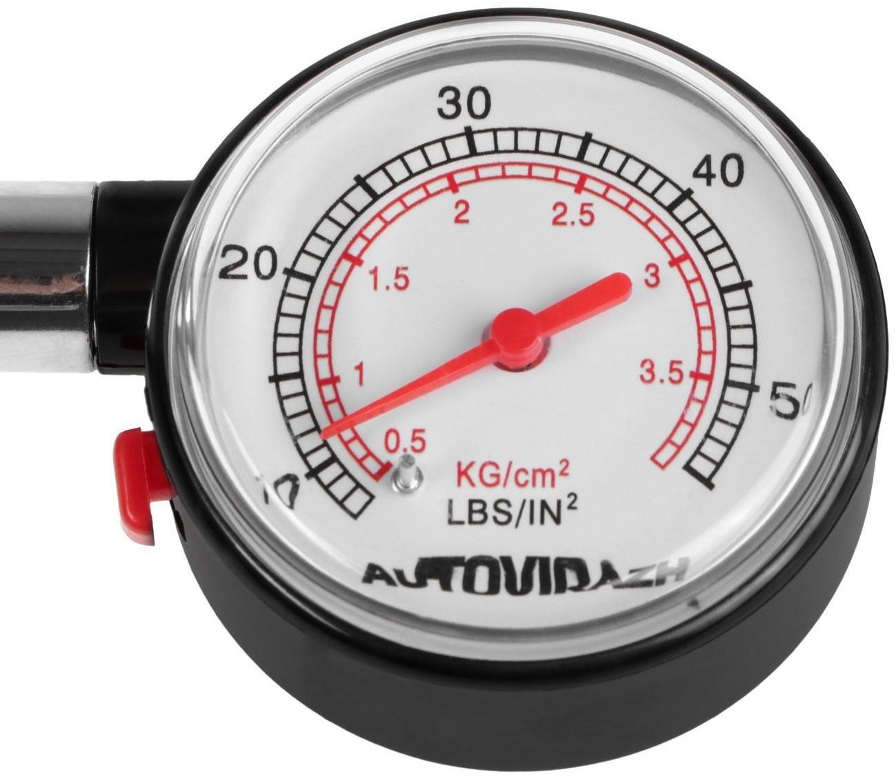 Манометр шинный Autovirazh механический, пластик, хром, в блистере