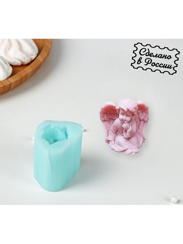 Силиконовая форма «Ангелочек задумался», 3,6×2,7×3,7 см, цвет бирюзовый