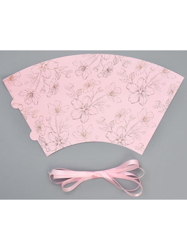 Конусный пакет круглый складной на лентах «Цветы», 15 × 23.3 × 7.5 см