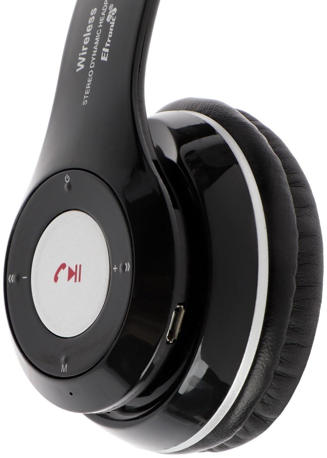 Наушники ELTRONIC 4463, беспроводные, полноразмерные, BT, microSD, FM, микрофон, AUX, черные