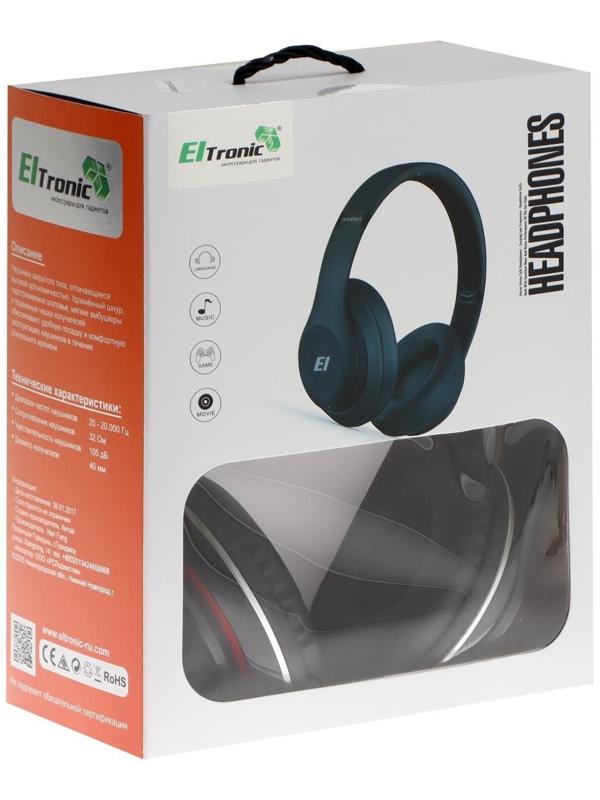 Наушники ELTRONIC 4462, беспроводные, полноразмерные, BT, microSD, FM, микрофон, AUX, черные