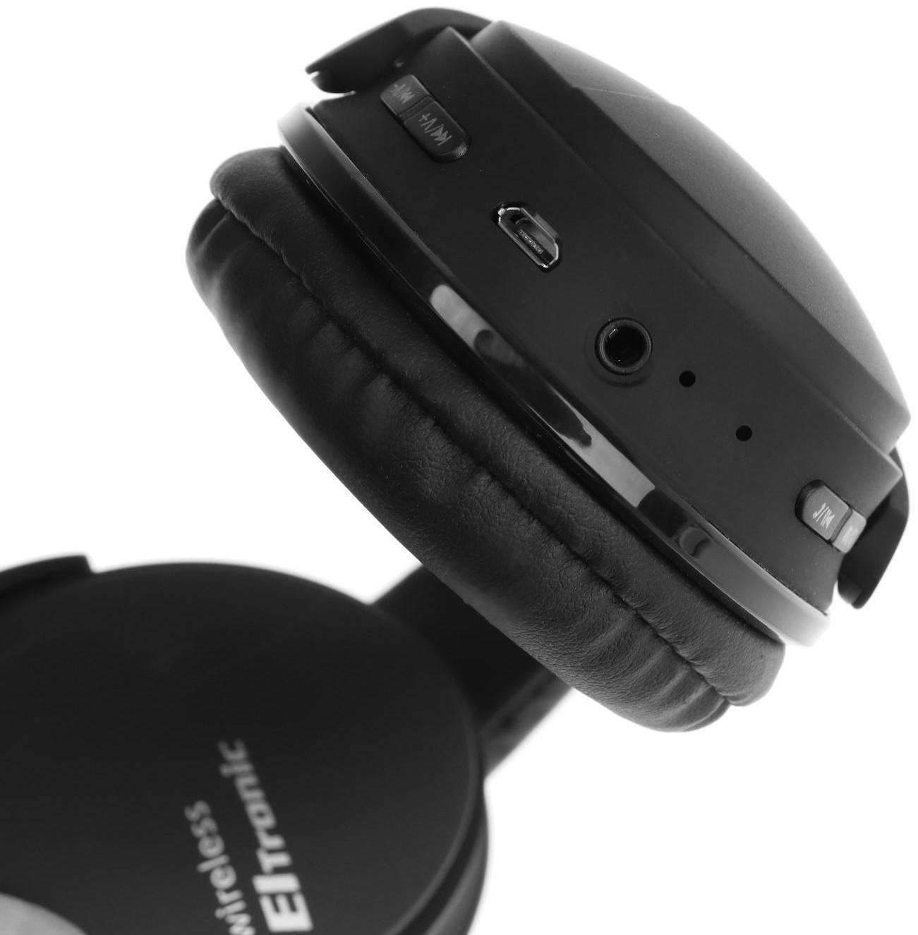 Наушники ELTRONIC 4466, беспроводные, полноразмерные, BT, microSD, FM, микрофон, AUX, черные