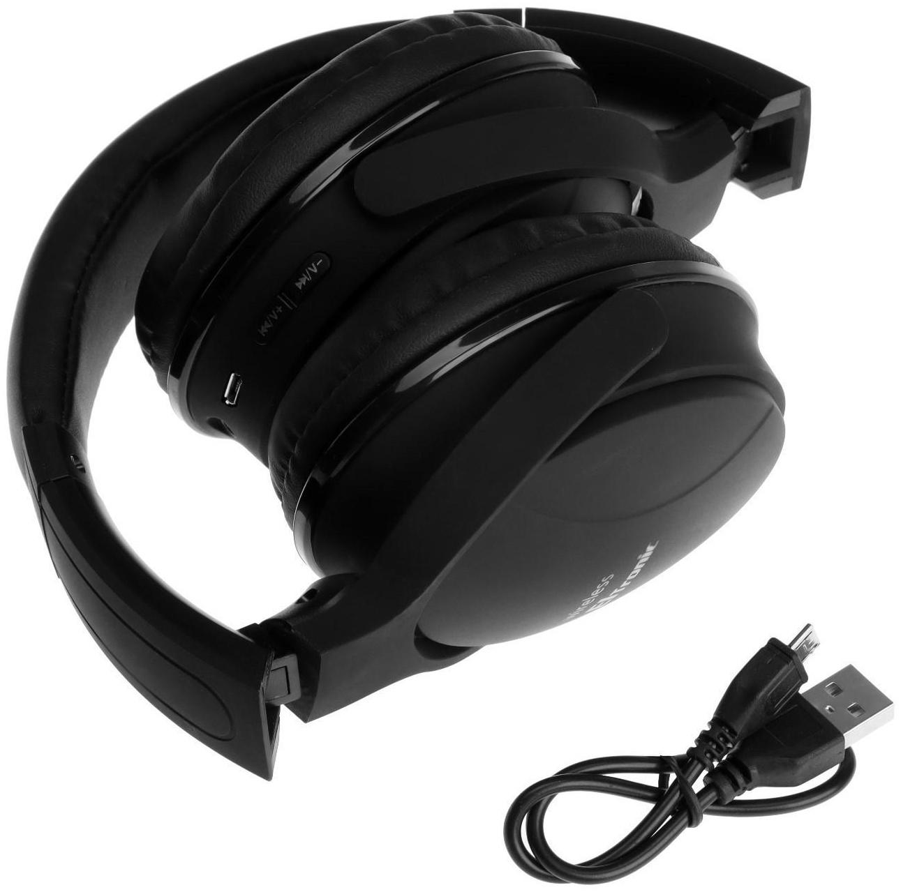 Наушники ELTRONIC 4466, беспроводные, полноразмерные, BT, microSD, FM, микрофон, AUX, черные