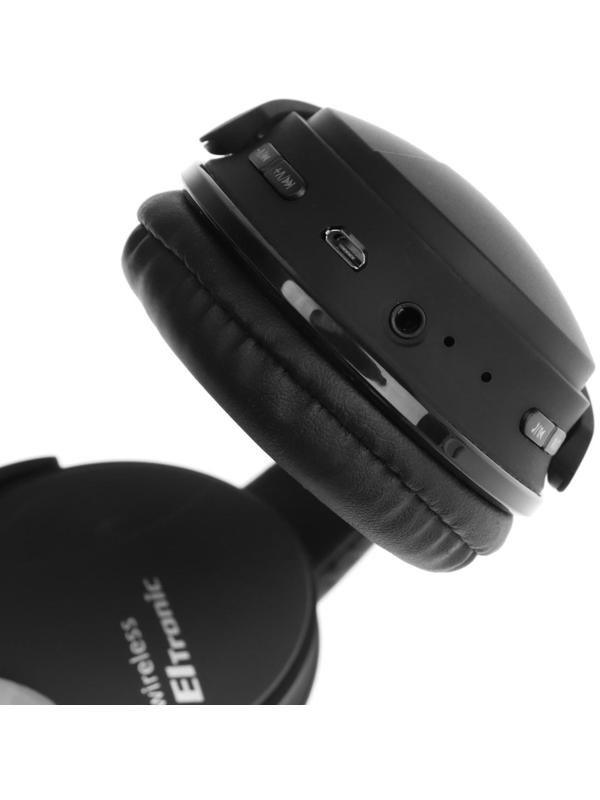 Наушники ELTRONIC 4466, беспроводные, полноразмерные, BT, microSD, FM, микрофон, AUX, черные