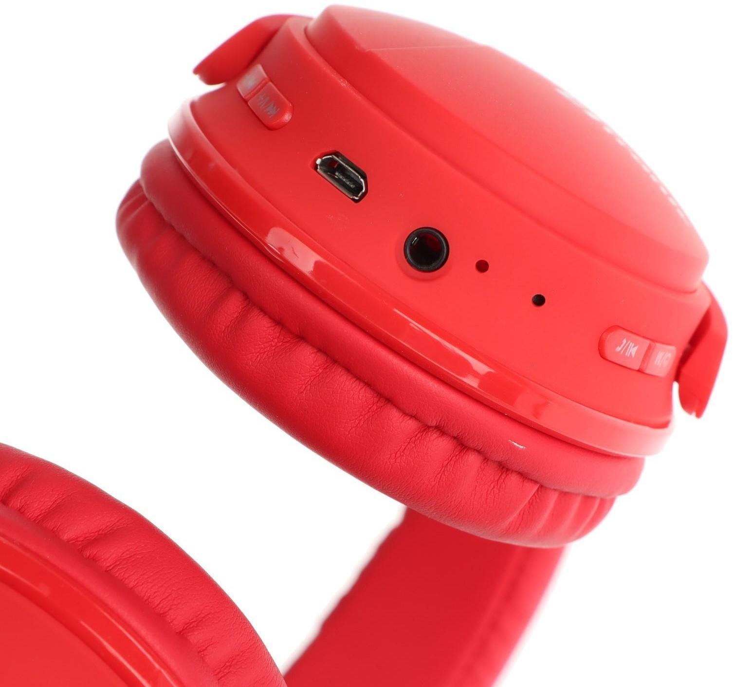 Наушники ELTRONIC 4466, беспроводные, полноразмерные, BT, microSD, FM, микрофон, AUX,красные