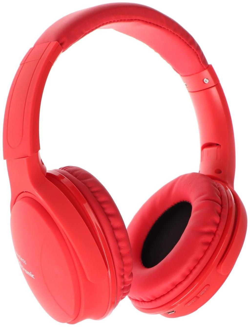 Наушники ELTRONIC 4466, беспроводные, полноразмерные, BT, microSD, FM, микрофон, AUX,красные
