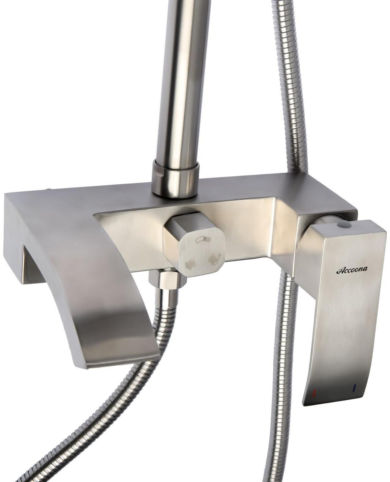 Душевая система Accoona A83206, однорычажный, излив 183 мм, тропический душ, лейка, сатин