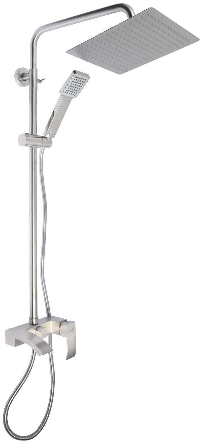 Душевая система Accoona A83206, однорычажный, излив 183 мм, тропический душ, лейка, сатин