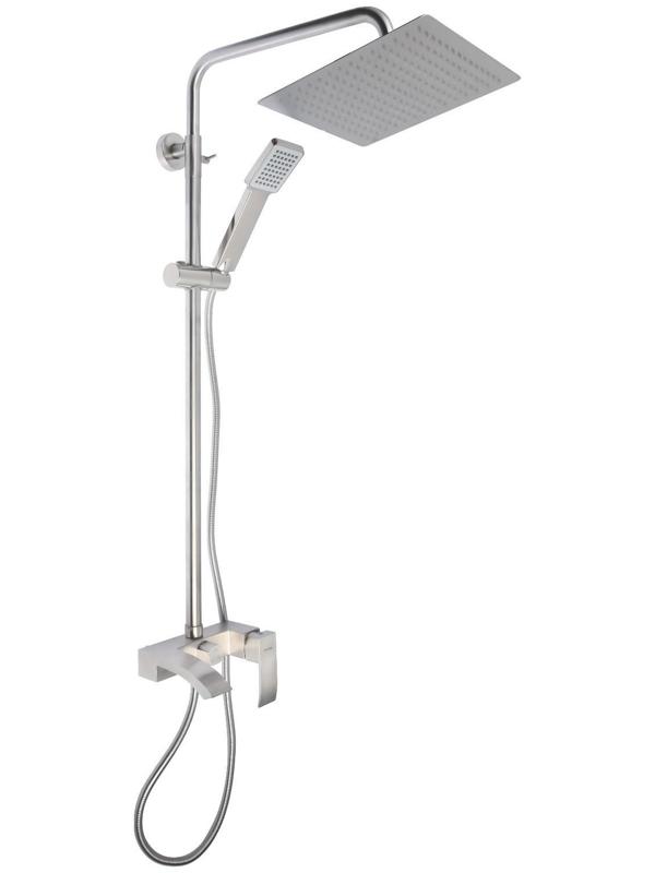 Душевая система Accoona A83206, однорычажный, излив 183 мм, тропический душ, лейка, сатин