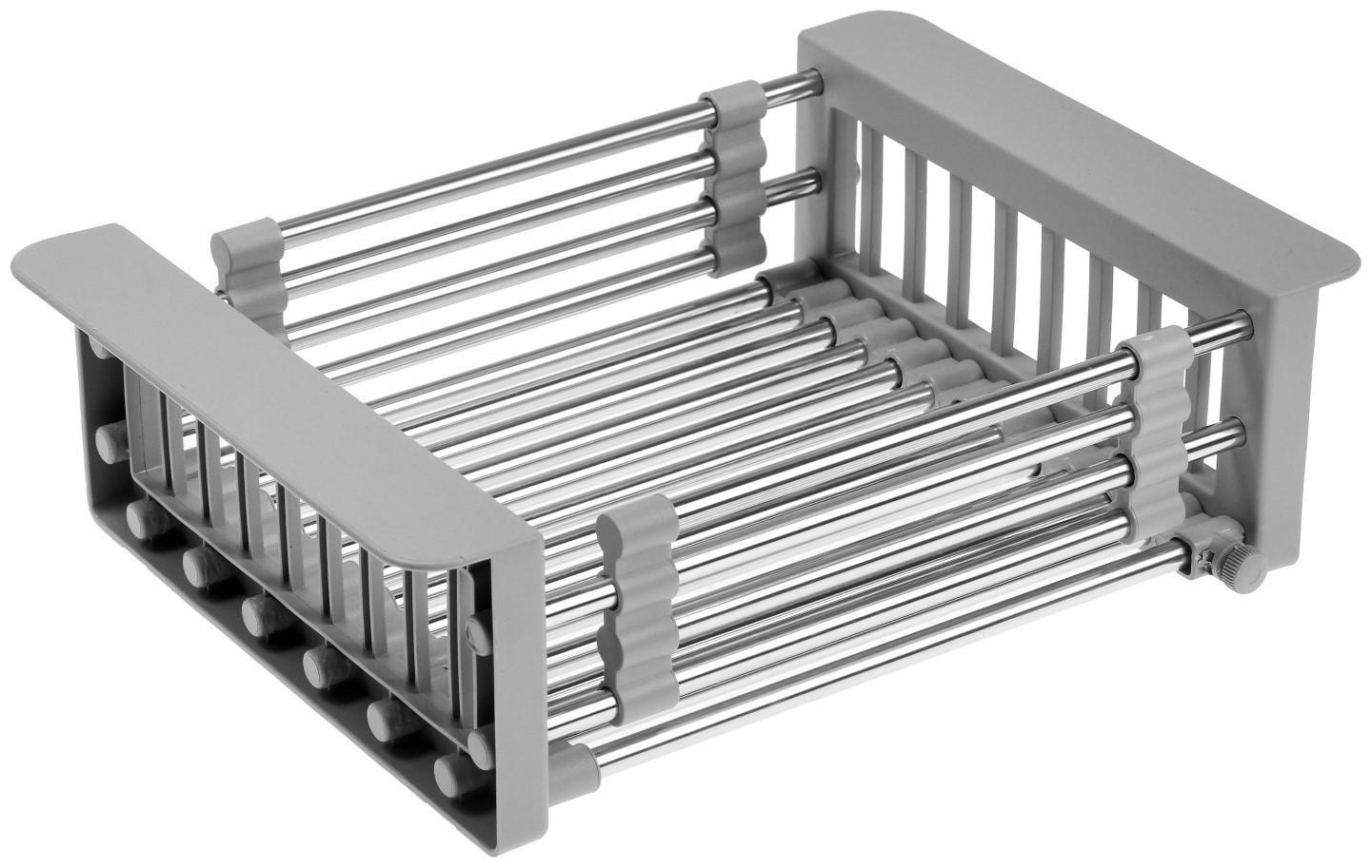 Корзина для сушки на раковину AFLORN AF90001, нерж.сталь, 30-43,5х22х9 см, раздвижная, серый
