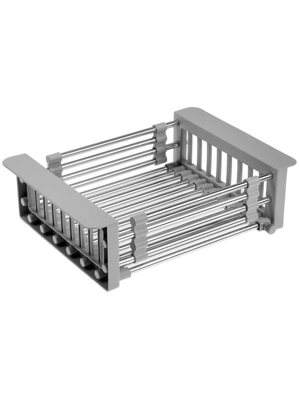 Корзина для сушки на раковину AFLORN AF90001, нерж.сталь, 30-43,5х22х9 см, раздвижная, серый
