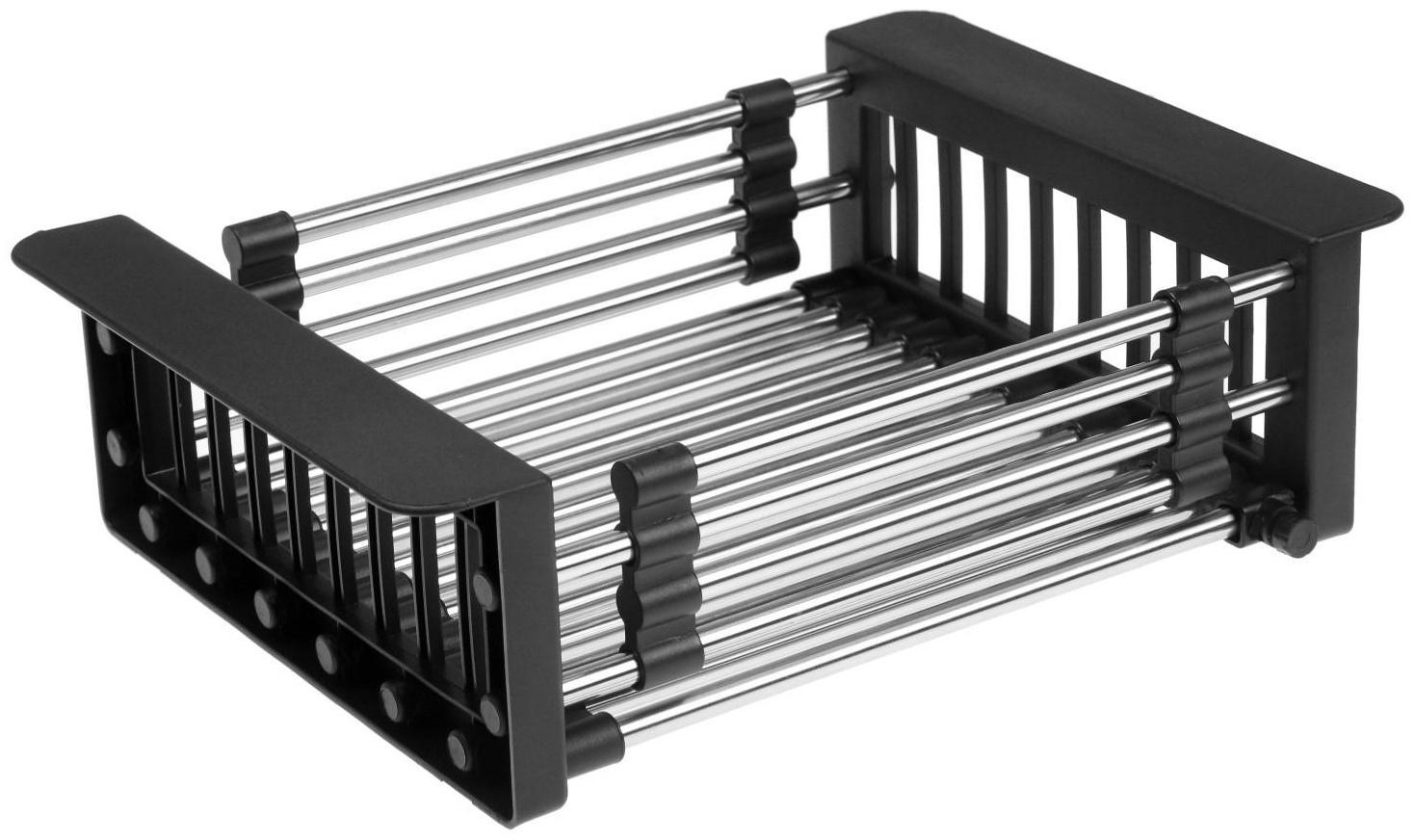 Корзина для сушки на раковину AFLORN AF90001F, нерж.сталь, 30-43,5х22х9 см,раздвижная,графит
