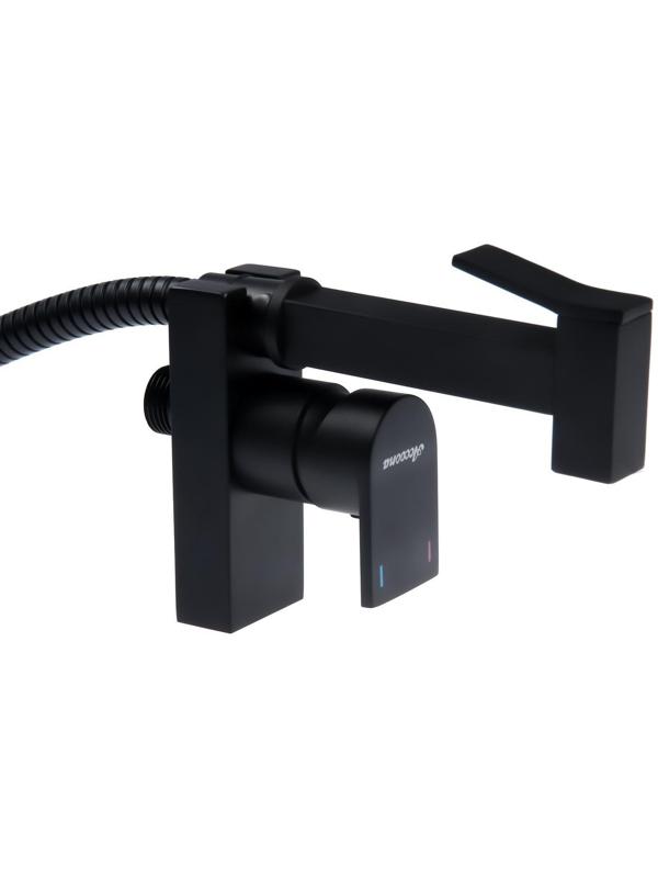 Смеситель для биде Accoona A3290F-4, с гигиеническим душем, настенный, черный