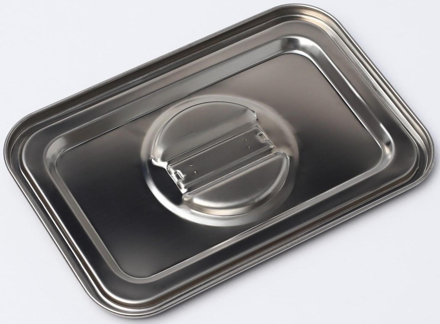 Контейнер из нержавеющей стали 2 секции, 23×15,5×7, с крышкой