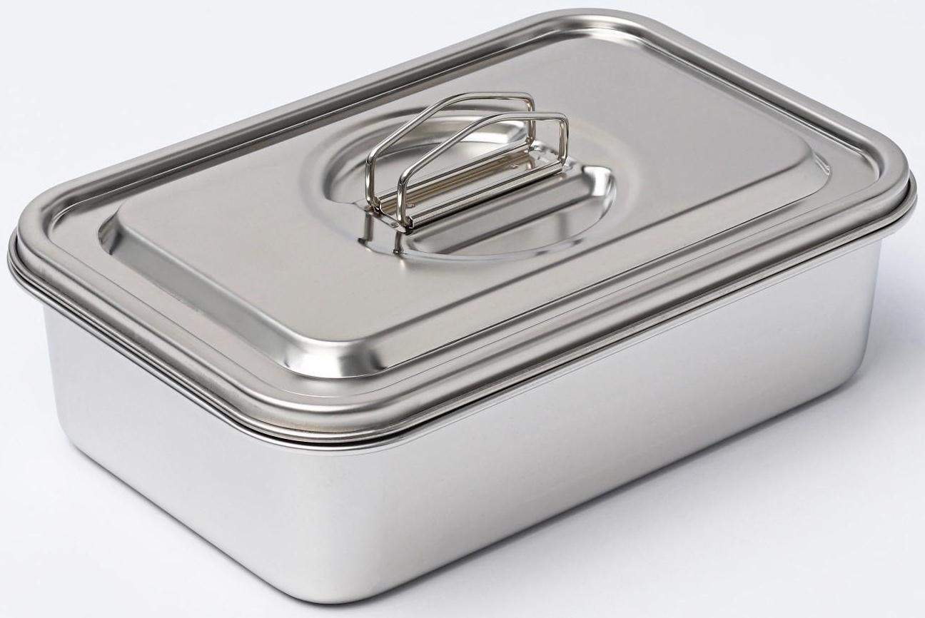 Контейнер из нержавеющей стали 2 секции, 23×15,5×7, с крышкой
