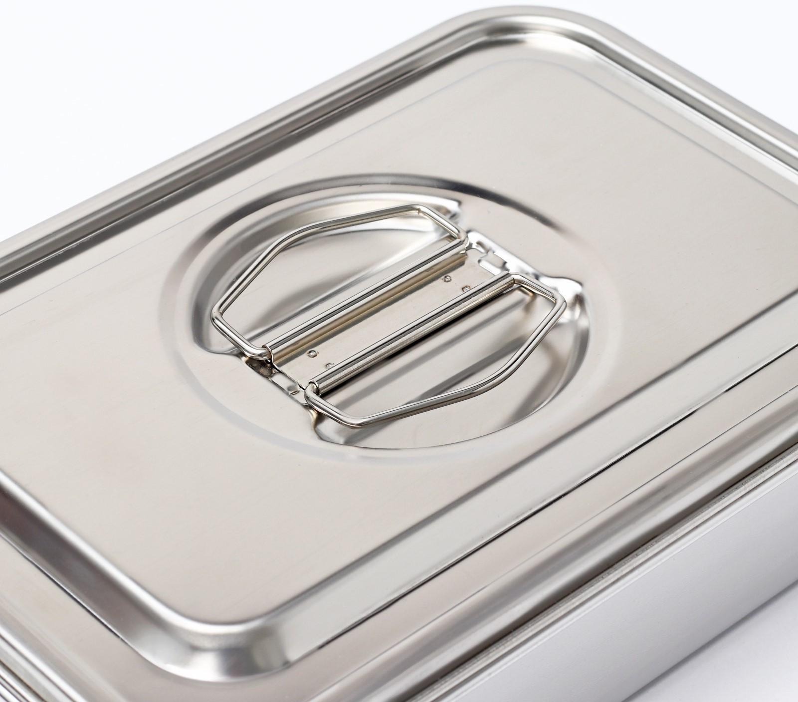 Контейнер из нержавеющей стали 2 секции, 23×15,5×7, с крышкой