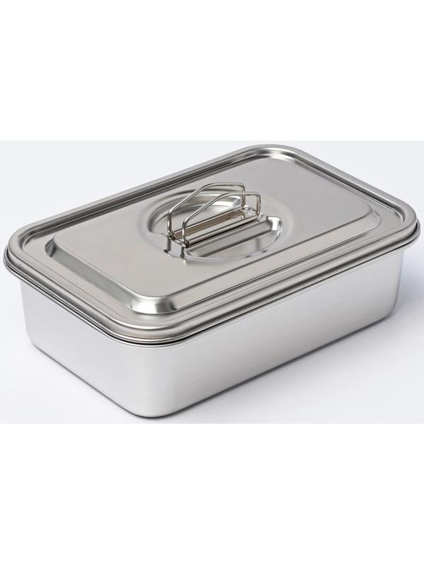 Контейнер из нержавеющей стали 2 секции, 23×15,5×7, с крышкой