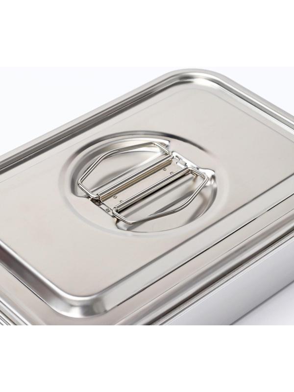 Контейнер из нержавеющей стали 2 секции, 23×15,5×7, с крышкой