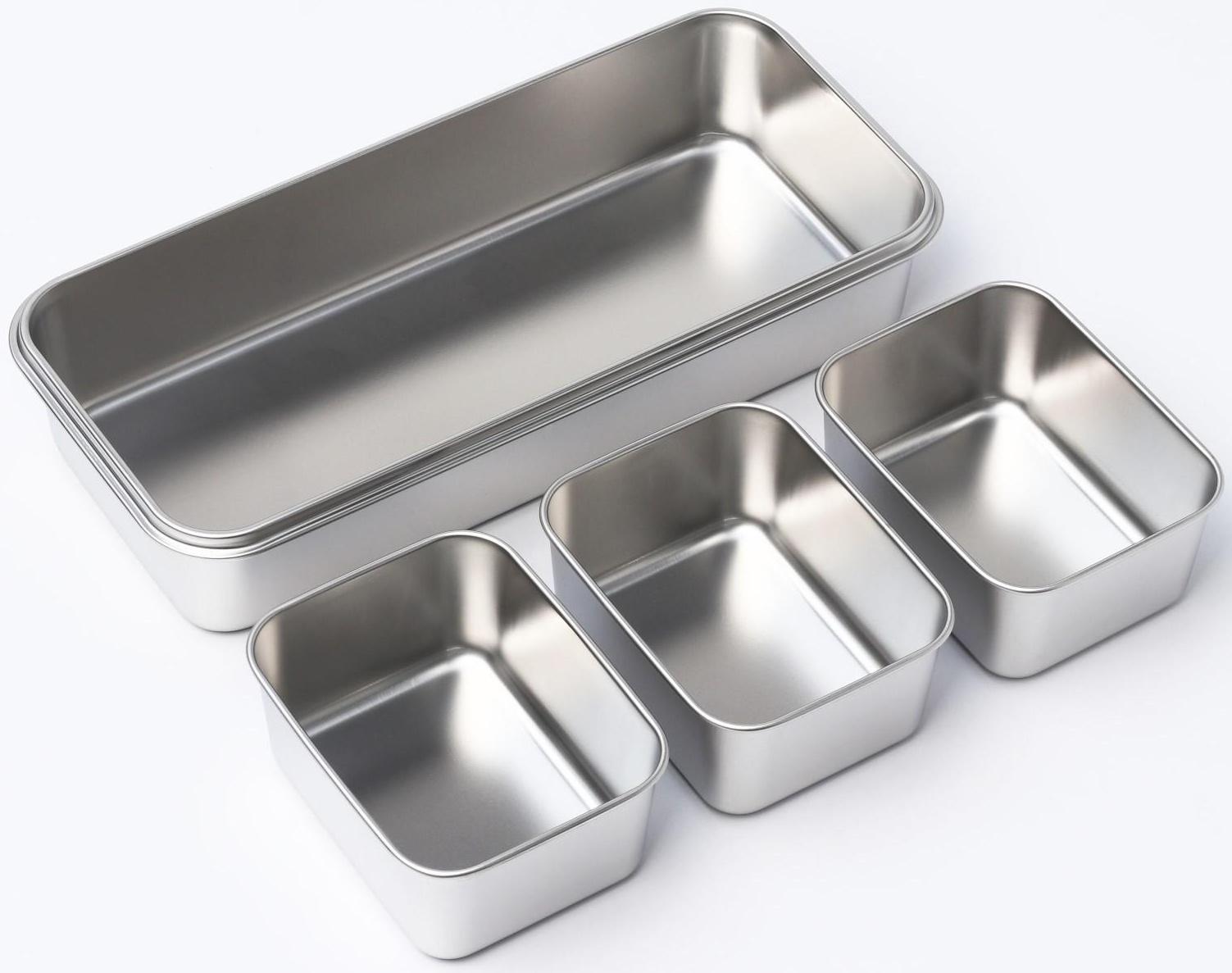 Контейнер из нержавеющей стали 3 секции, 33×15,5×7 с крышкой