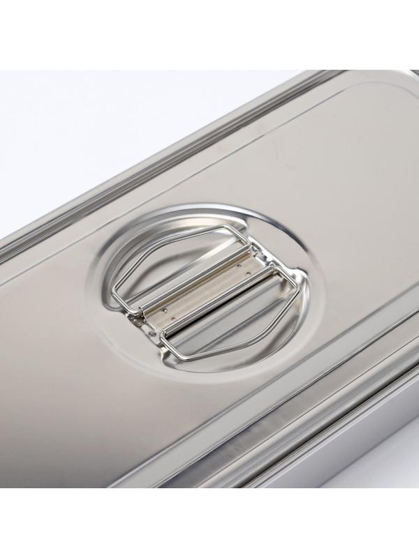 Контейнер из нержавеющей стали 3 секции, 33×15,5×7 с крышкой