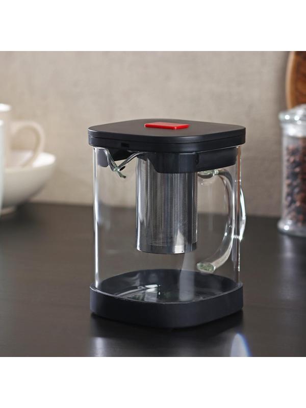 Чайник стеклянный заварочный «Хюгге», 600 мл, с металлическим ситом