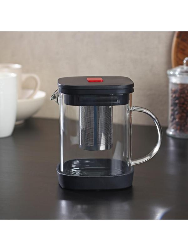 Чайник стеклянный заварочный «Хюгге», 600 мл, с металлическим ситом