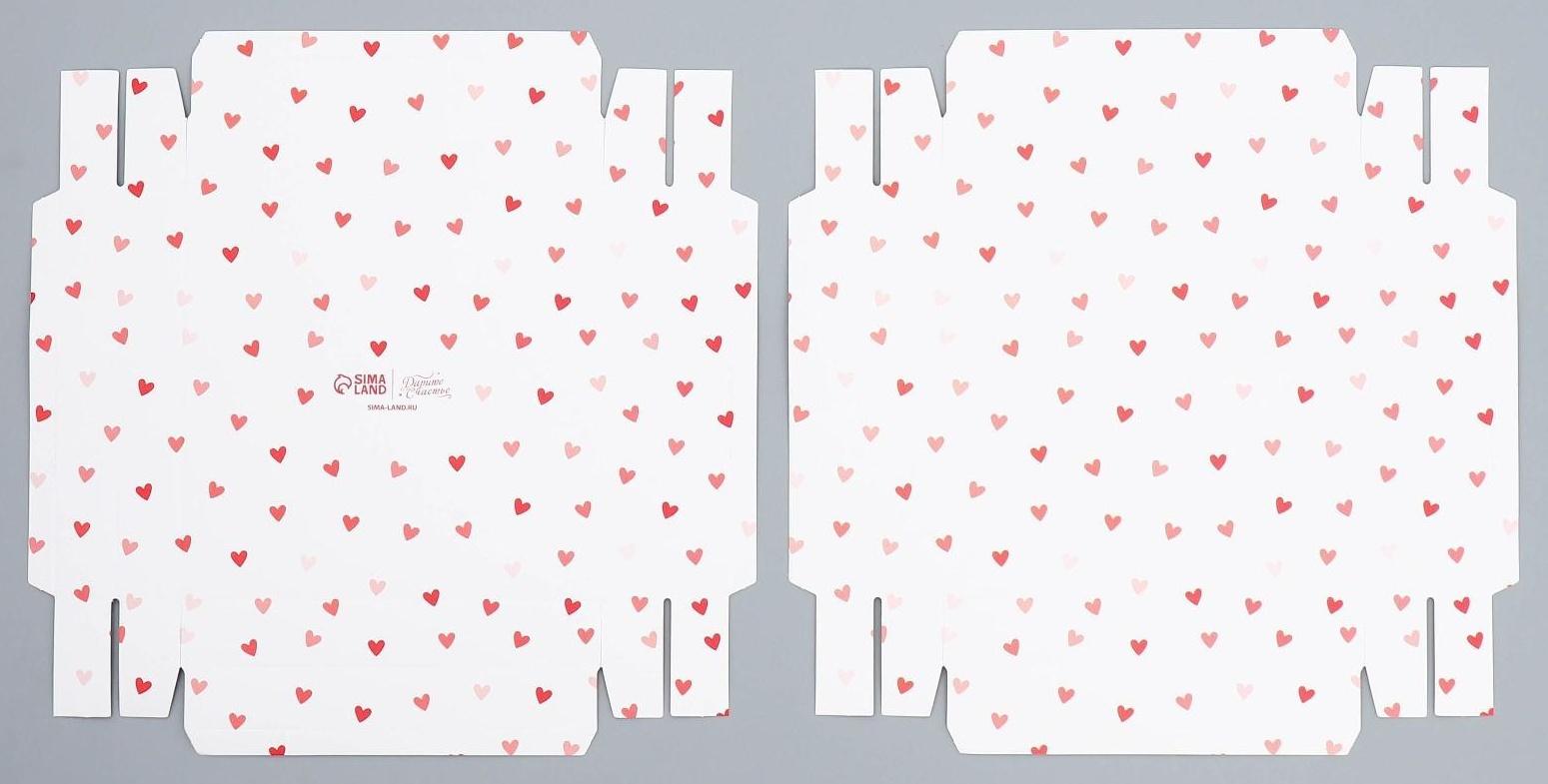 Коробка для цветов с вазой и PVC окнами складная «Сердца», 16 х 23 х 16 см