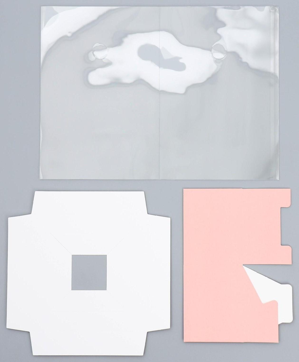 Коробка для цветов с вазой и PVC окнами складная «Сердца», 16 х 23 х 16 см