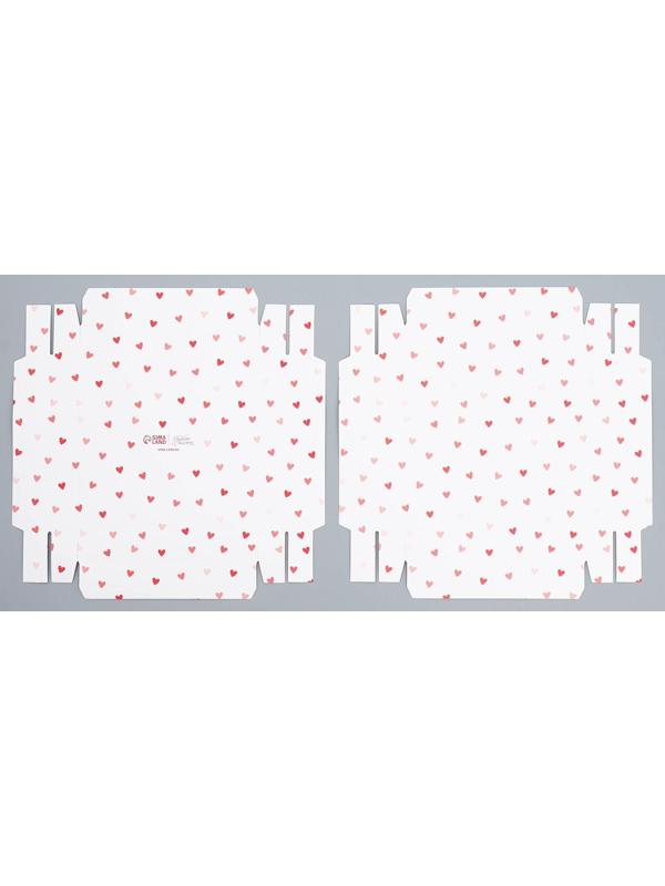 Коробка для цветов с вазой и PVC окнами складная «Сердца», 16 х 23 х 16 см