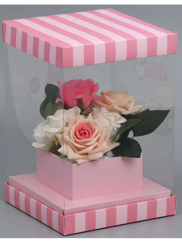 Коробка для цветов с вазой и PVC окнами складная «Love», 16 х 23 х 16 см