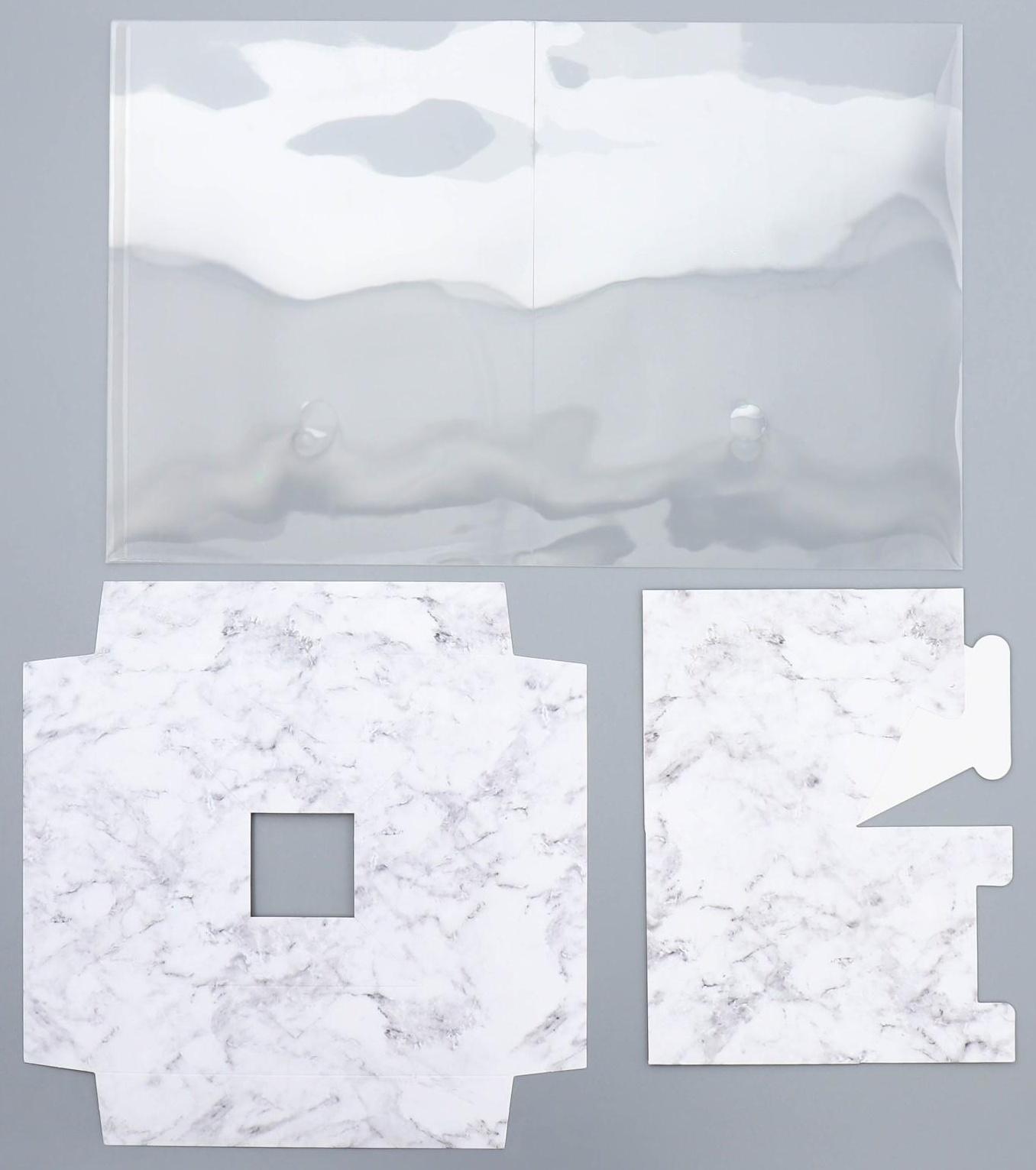 Коробка для цветов с вазой и PVC окнами складная «Мрамор», 23 х 30 х 23 см